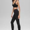 Nahtlose, zweifarbige High-Waist-Leggings mit geripptem Saum – Schwarz