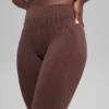 Nahtlose, zweifarbige High-Waist-Leggings mit geripptem Stoff – Brownstone Heather