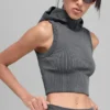 Nahtlose, zweifarbige Kapuzenweste aus geripptem Stoff – Dark Misty Grey Heather