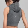 Nahtlose, zweifarbige Kapuzenweste aus geripptem Stoff – Dark Misty Grey Heather