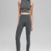 Nahtlose, zweifarbige Kapuzenweste aus geripptem Stoff – Dark Misty Grey Heather