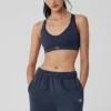 Nahtloser, gerippter „Favorite“-BH – Marineblau
