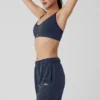 Nahtloser, gerippter „Favorite“-BH – Marineblau