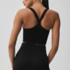 Nahtloser gerippter „Favorite“ BH-Top – Schwarz