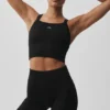 Nahtloser gerippter „Favorite“ BH-Top – Schwarz