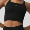 Nahtloser gerippter „Favorite“ BH-Top – Schwarz