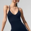 Nahtloser, gerippter „Favorite Onesie“ – Marineblau