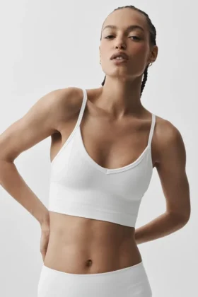 Nahtloser Modal-Ripp-Bralette „Delight“ – Weiß