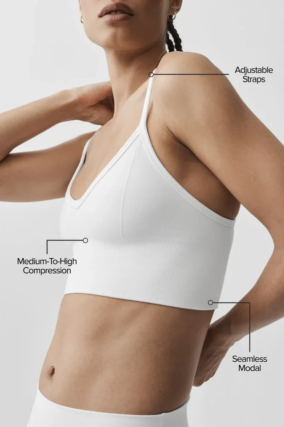 Nahtloser Modal-Ripp-Bralette „Delight“ – Weiß