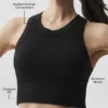 Nahtloser Modal-Rippen-Delight-BH mit hohem Ausschnitt – Schwarz