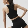 Nahtloser Modal-Rippen-Delight-BH mit hohem Ausschnitt – Schwarz