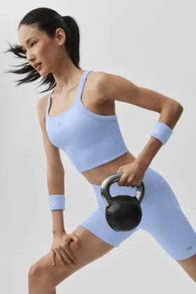 Nahtloses, geripptes „Favorite Bra“-Top – Hell-Provence-Blau