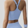 Nahtloses, geripptes „Favorite Bra“-Top – Hell-Provence-Blau