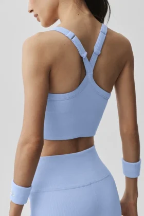 Nahtloses, geripptes „Favorite Bra“-Top – Hell-Provence-Blau