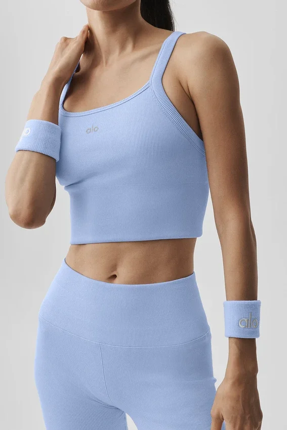 Nahtloses, geripptes „Favorite Bra“-Top – Hell-Provence-Blau