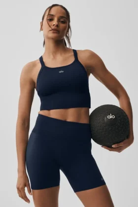 Nahtloses, geripptes „Favorite Bra“-Top – Navy