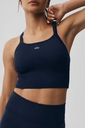 Nahtloses, geripptes „Favorite Bra“-Top – Navy