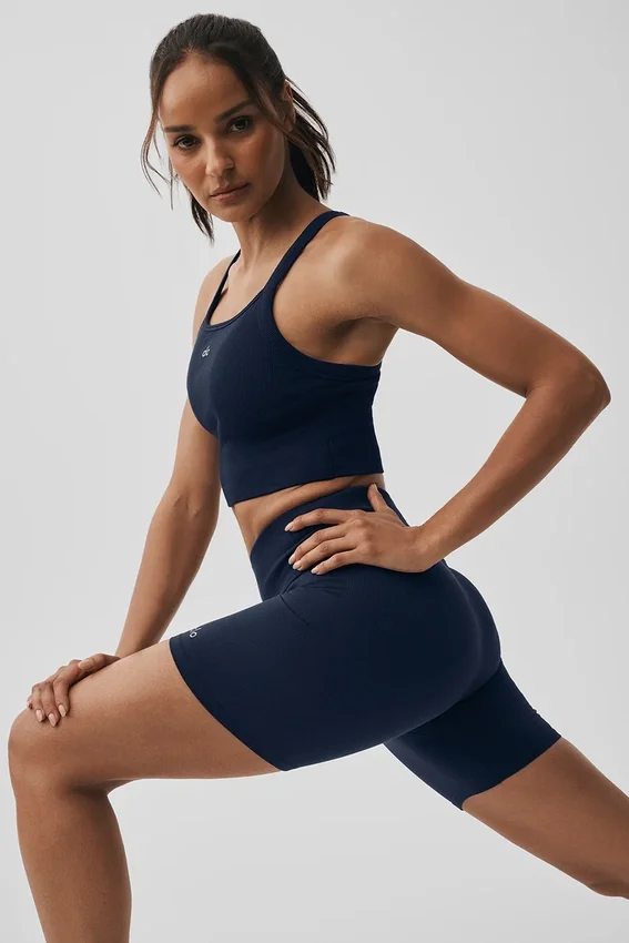 Nahtloses, geripptes „Favorite Bra“-Top – Navy