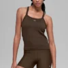 Nahtloses, geripptes „Favorite“ Top mit integriertem BH – Espresso
