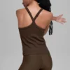 Nahtloses, geripptes „Favorite“ Top mit integriertem BH – Espresso
