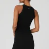 Nahtloses, geripptes „Warm Nights“-Kleid – Schwarz