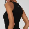 Nahtloses, geripptes „Warm Nights“-Kleid – Schwarz