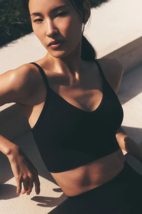 Nahtloses Modal-Ribbed-Delight-Bralette – Schwarz