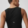 Nahtloses Pointelle-Top – Schwarz