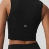 Nahtloses Pointelle-Top – Schwarz