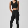 Nahtloses Pointelle-Top – Schwarz