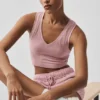 Nahtloses Pointelle-Top – Vintage-Rosa