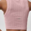 Nahtloses Pointelle-Top – Vintage-Rosa