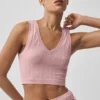 Nahtloses Pointelle-Top – Vintage-Rosa