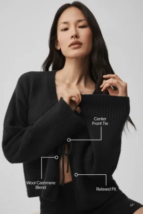 New Class Tie Cardigan aus Wolle und Kaschmir – Schwarz