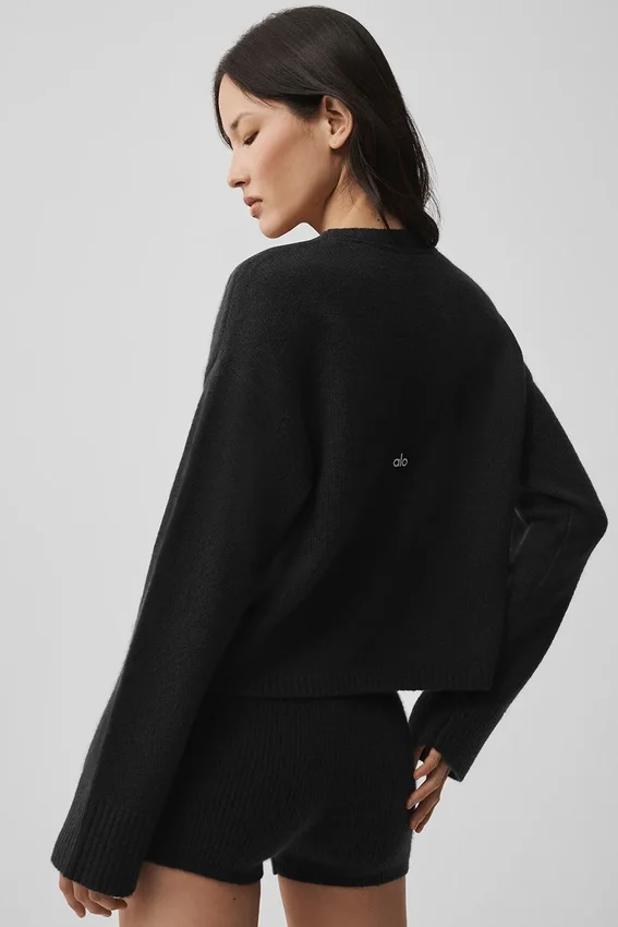 New Class Tie Cardigan aus Wolle und Kaschmir – Schwarz