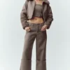 „Nightcap“-Hose aus Wollmischung mit weitem Bein – Alpine Cocoa Heather