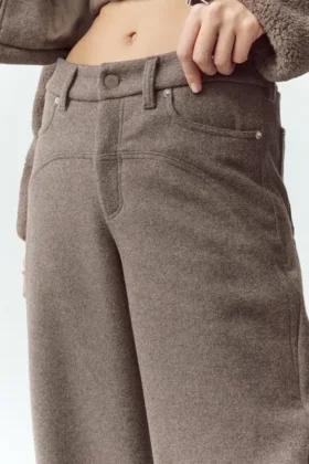 „Nightcap“-Hose aus Wollmischung mit weitem Bein – Alpine Cocoa Heather
