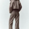 „Nightcap“-Hose aus Wollmischung mit weitem Bein – Alpine Cocoa Heather