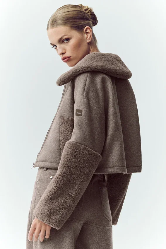 Nightfall-Bomberjacke aus Wollmischung – Alpine Cocoa Heather