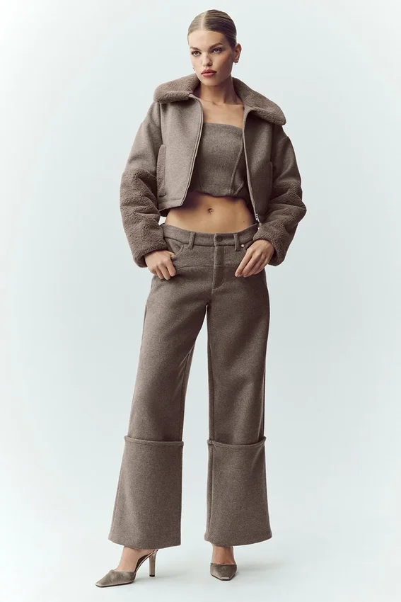 Nightfall-Bomberjacke aus Wollmischung – Alpine Cocoa Heather