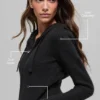 Noble Full-Zip-Hoodie aus Wolle und Kaschmir mit Rippstrick – Schwarz