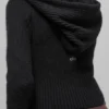 Noble Full-Zip-Hoodie aus Wolle und Kaschmir mit Rippstrick – Schwarz