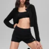 Noble-Shorts aus Wolle und Kaschmir mit Rippmuster – Schwarz