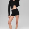 Noble-Shorts aus Wolle und Kaschmir mit Rippmuster – Schwarz