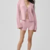 Noble-Shorts aus Wolle und Kaschmir mit Rippmuster – Vintage-Pink