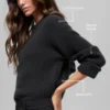 Nobler Rundhals-Pullover aus Wolle und Kaschmir mit Rippmuster – Schwarz