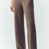 Northstar-Hose mit High-Waist und geradem Bein aus Kaschmir – Alpine Cocoa Heather