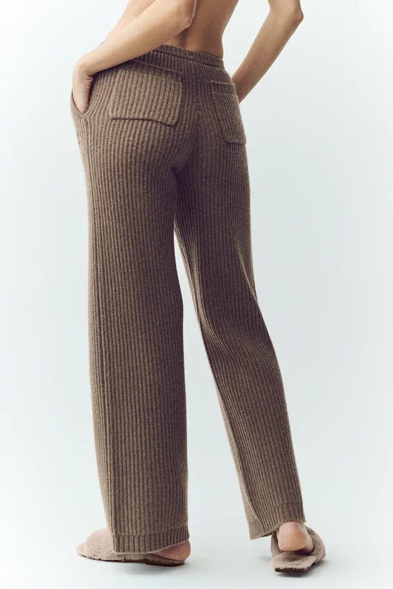 Northstar-Hose mit High-Waist und geradem Bein aus Kaschmir – Alpine Cocoa Heather