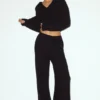 Northstar-Hose mit High-Waist und geradem Bein aus Kaschmir – Schwarz