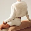 Northstar-Jacke aus Kaschmir mit Kunstfell und durchgehendem Reißverschluss – Ivory
